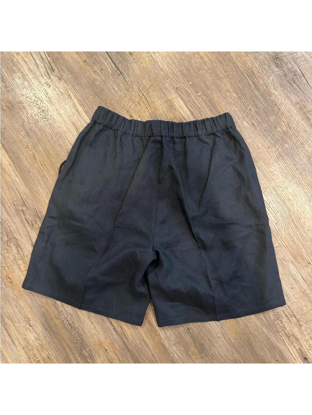 Eileen Fisher 100% Organic Linen Black Shorts 8” inseam Sz Sm - Picture 2 of 6